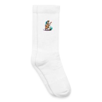 Unicorn musician with golden lute - Kids Tennis Socks - white - Right