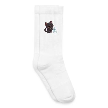 Kawaii Black Cat and Envelopes - Kids Tennis Socks - white - Right