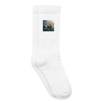 Loutre de mer mignonne : se détendre sur l’eau - Chaussettes de tennis bio enfant - blanc - Droite