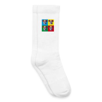 Pop-Art Hund Vierfarbig - Kinder Tennissocken - Weiß - Rechts