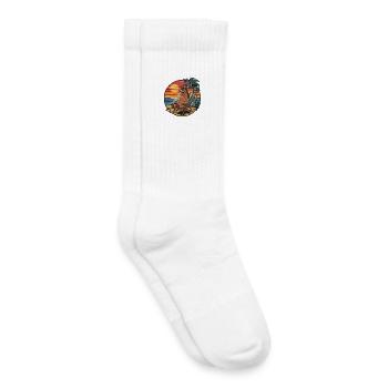 Lustiges Pferd am Strand Sommerurlaub Sonnenuntergang - Kinder Tennissocken - Weiß - Rechts