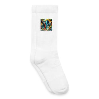 Colorful Dream World Dinosaur - Kids Tennis Socks - white - Right