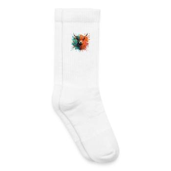 Highland Rind Aquarell – Color Splash Tierkunst - Kinder Tennissocken - Weiß - Rechts