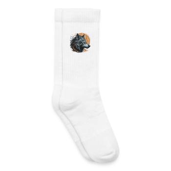 Schwarzer Wolf unter dem goldenen Mond - Kinder Tennissocken - Weiß - Rechts