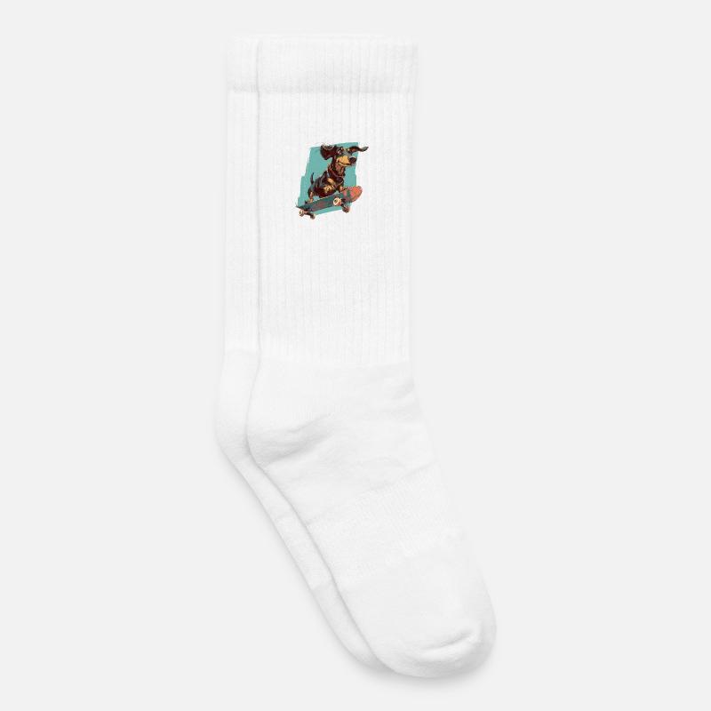 Skateboard-Dackel - Kinder Tennissocken - Weiß