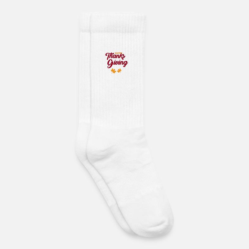 Frohes Thanksgiving-Skript mit Blättern - Kinder Tennissocken - Weiß