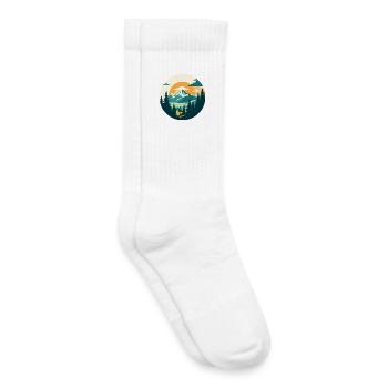 Berge Bergwald Hochgebirge Hiking Kreis Motiv - Kinder Tennissocken - Weiß - Rechts