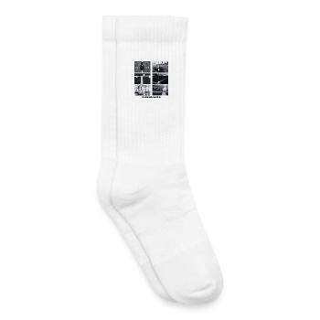 Padelrausch Collage BW - Kinder Tennissocken - Weiß - Rechts