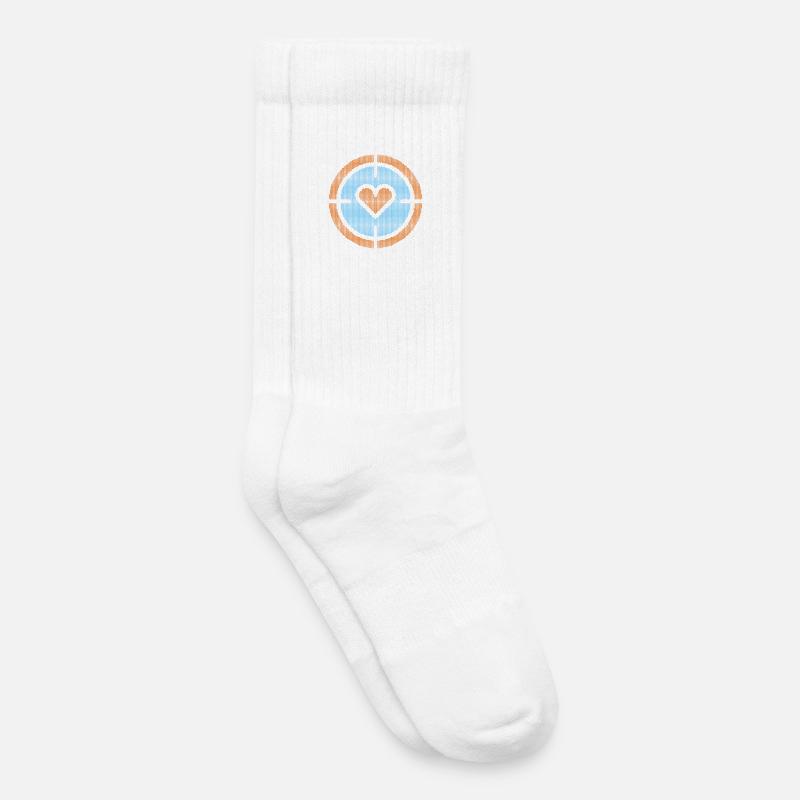 Heart in Target Emblem, atomic pattern - Kids Tennis Socks - white