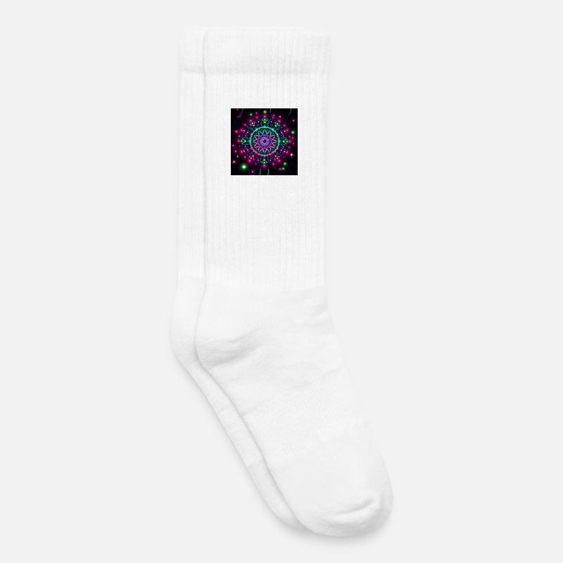 Neon Mandala Cyber Galaxy Pattern - Kids Tennis Socks - white