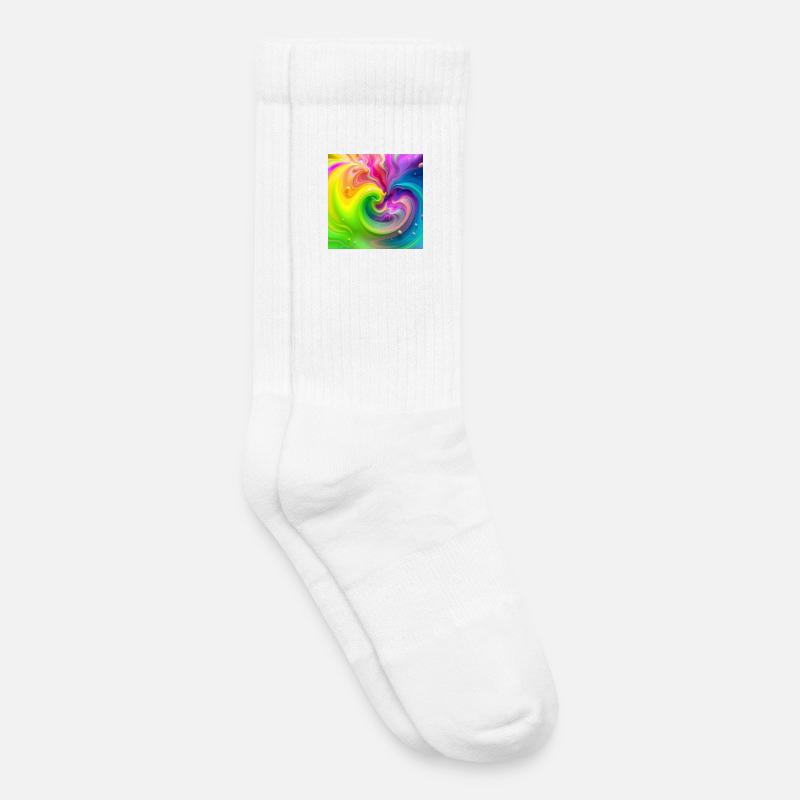 Farbwirbel Neon Regenbogen - Kinder Tennissocken - Weiß