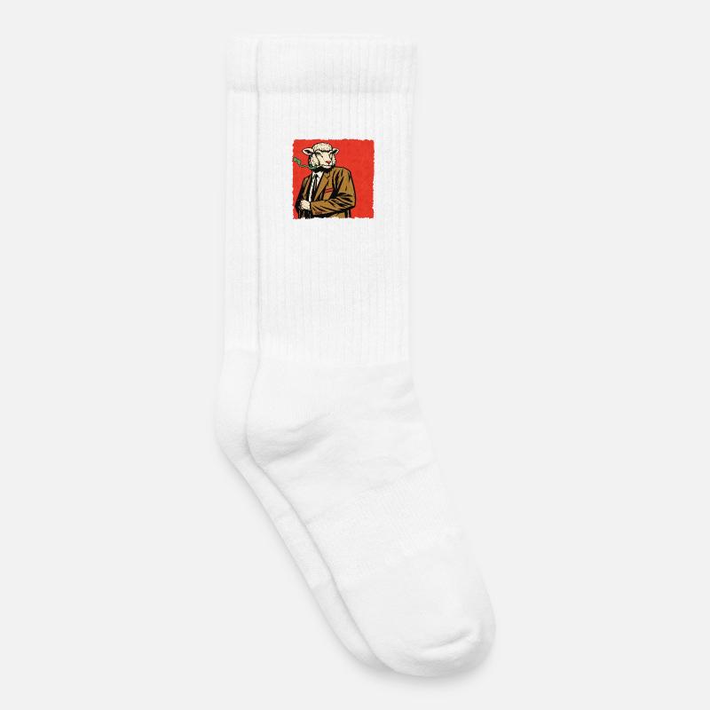 Lamm im Anzug mit Pfeife - Kinder Tennissocken - Weiß