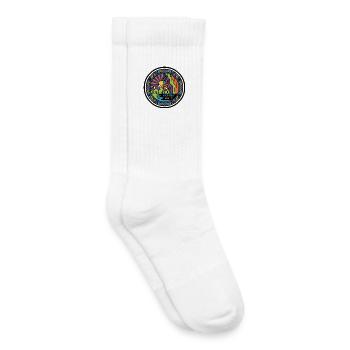 Climbing Adventure Mountains Climbing Wall Motif - Kids Tennis Socks - white - Right