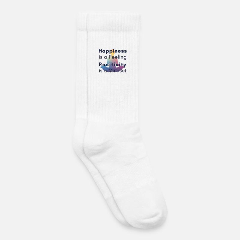 Happiness is a Feeling Positivity is a Mindset - Kinder Tennissocken - Weiß