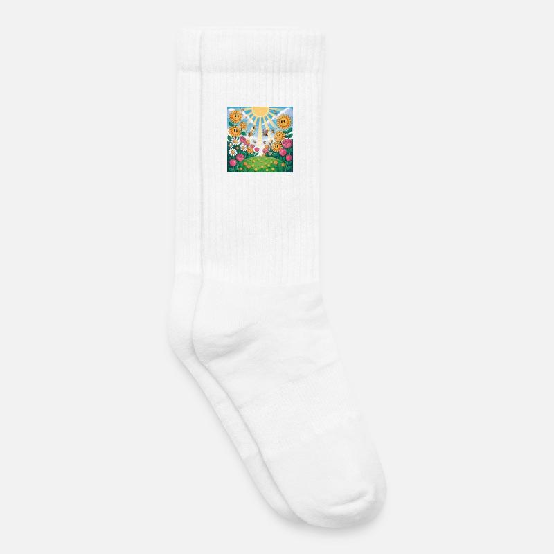 Sonnenblumengarten mit Bienen - Kinder Tennissocken - Weiß