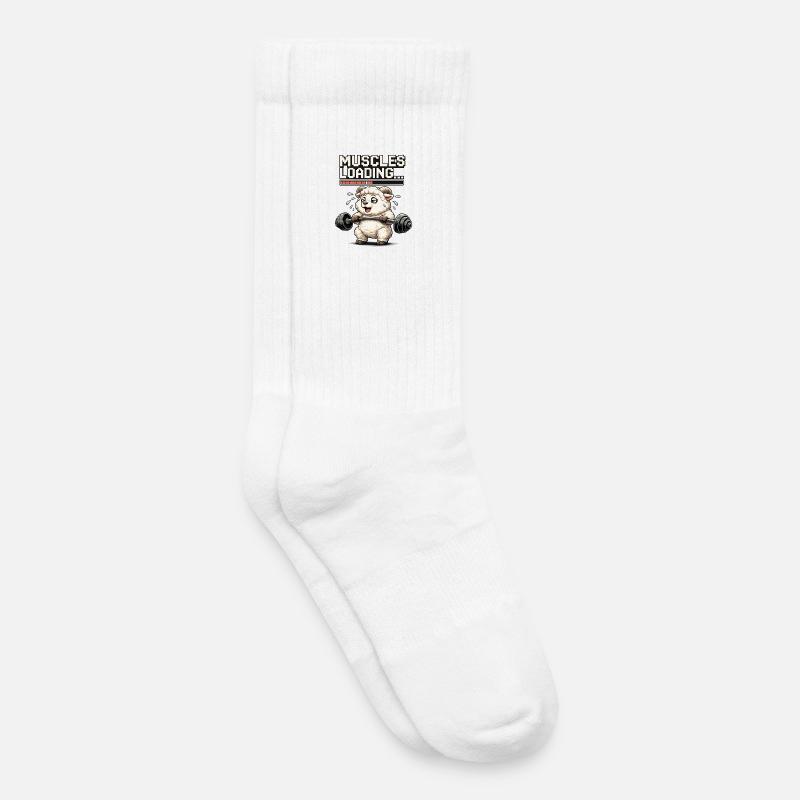 Muskel-Loading Lamm beim Krafttraining - Kinder Tennissocken - Weiß