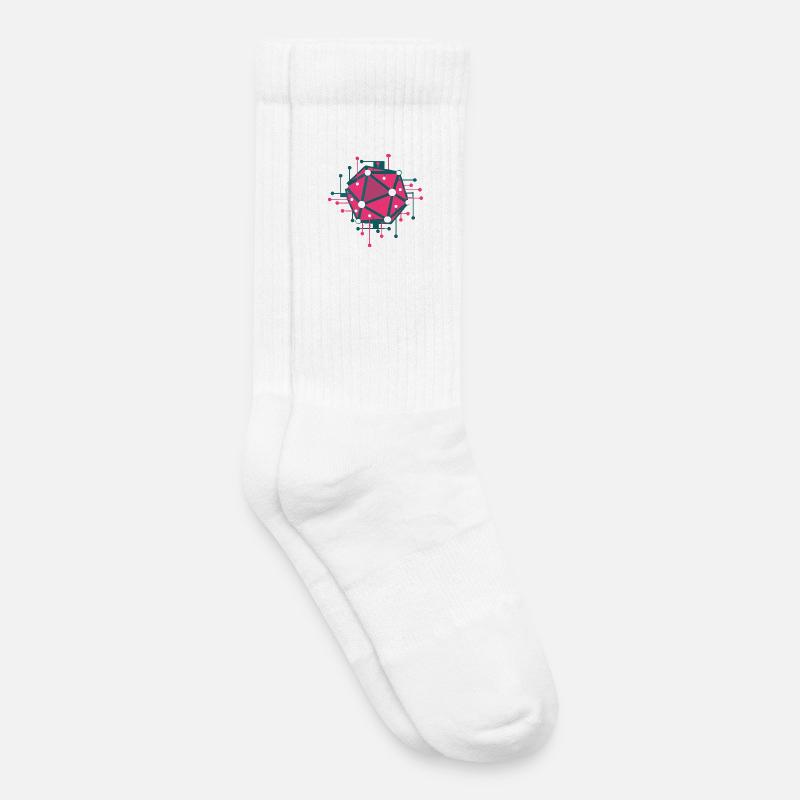 Techno pink geometric network - Kids Tennis Socks - white
