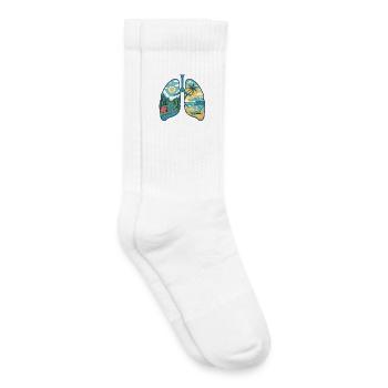 Poumons Nature Montagnes Forêt Rivière Plage Vagues de mer - Chaussettes de tennis bio enfant - blanc - Droite