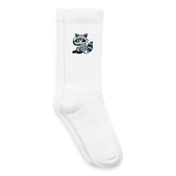 Tired raccoon with headache - Kids Tennis Socks - white - Right