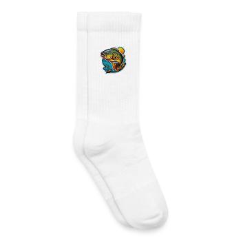 Koi flamboyante sur vague et soleil - Chaussettes de tennis bio enfant - blanc - Droite