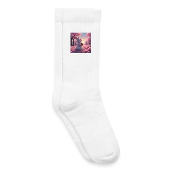 dessin manga d'un mignon lapin - Chaussettes de tennis bio enfant - blanc - Droite