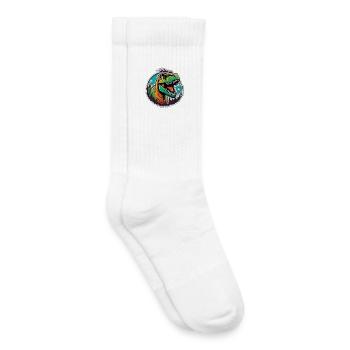 Tyrannosaure coloré en jungle - Chaussettes de tennis bio enfant - blanc - Droite