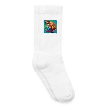 dinosaure - Chaussettes de tennis bio enfant - blanc - Droite