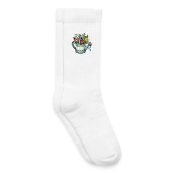 Arrosoir floral jardinage fleurs printemps - Chaussettes de tennis bio enfant - blanc - Droite