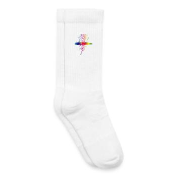 Regenbogen Nelke Neon Farbverlauf Kunst  - Kinder Tennissocken - Weiß - Rechts