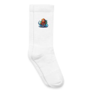 Travel Octopus with Globe - Kids Tennis Socks - white - Right