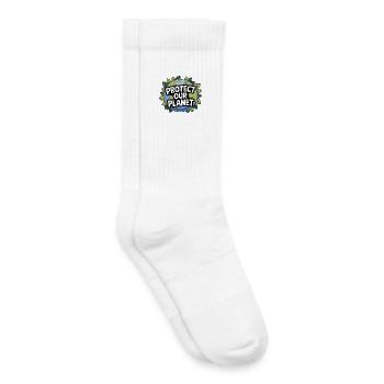 Protéger la Terre – Thème Planète - Chaussettes de tennis bio enfant - blanc - Droite