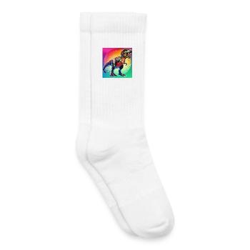 dinosaure - Chaussettes de tennis bio enfant - blanc - Droite