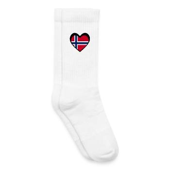 Norge Svart Hjerte – Kjærlighet til Norge - Kinder Tennissocken - Weiß - Rechts