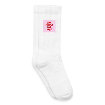 Minimalist COOL PEOPLE LIVE HERE Graphic Tee Desgn - Kids Tennis Socks - white - Right