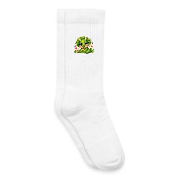 Tricératops mignon – Petit bébé dinosaure - Chaussettes de tennis bio enfant - blanc - Droite