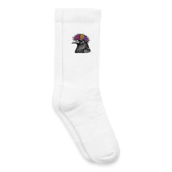 Tête de corbeau avec couronne de fleurs - Chaussettes de tennis bio enfant - blanc - Droite
