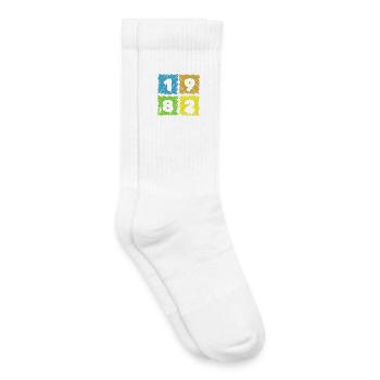 44. Geburtstag Farbige Patches since 07/1982 - Kids Tennis Socks - white - Right
