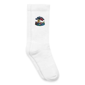 Frosch im Regen mit bunten Schirmen - Kinder Tennissocken - Weiß - Rechts