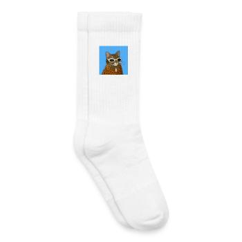 Tabby Cat in Leopard Print - Kids Tennis Socks - white - Right