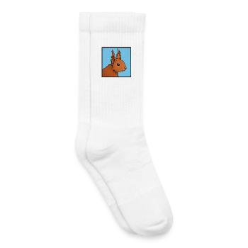Squirrel Portrait on Sky Blue - Kids Tennis Socks - white - Right