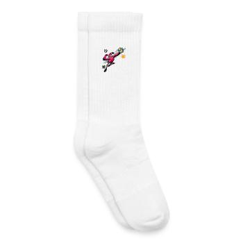 Flamant rose jouant au volley-ball au soleil - Chaussettes de tennis bio enfant - blanc - Droite