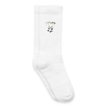 Panda on branch swing - Kids Tennis Socks - white - Right