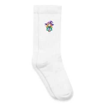 Little Witch with Purple Hat and Wand – Magical - Kids Tennis Socks - white - Right