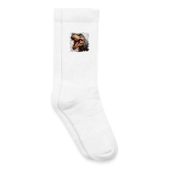 Dinosaur Head Neon Graffiti - Kids Tennis Socks - white - Right