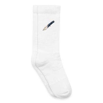 Sketched Dagger with Blue Blade - Kids Tennis Socks - white - Right