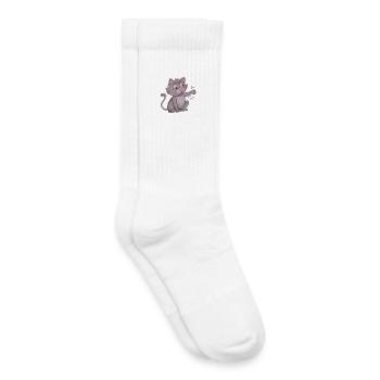 Chat gris mignon pointant avec une patte - Chaussettes de tennis bio enfant - blanc - Droite