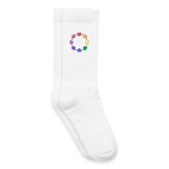 Bunter Herzkreis aus Herzen - Kinder Tennissocken - Weiß - Rechts