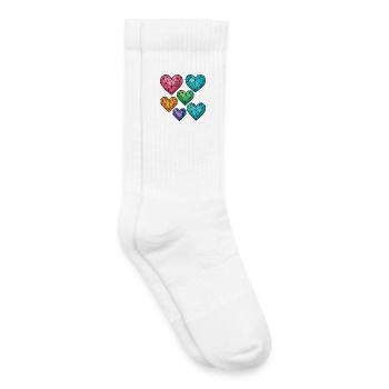 Kristallherzen in verschiedenen Farben - Kinder Tennissocken - Weiß - Rechts