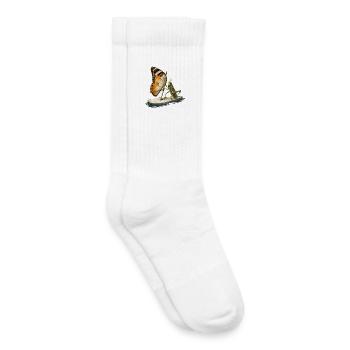 Grasshopper on surfboard with butterfly sail - Kids Tennis Socks - white - Right