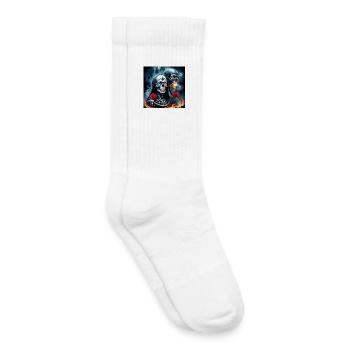 Twin Skulls On Fire - Kids Tennis Socks - white - Right